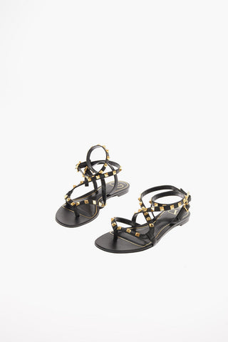 GARAVANI Leather ROCKSTUD Sandals with Ankle Strap