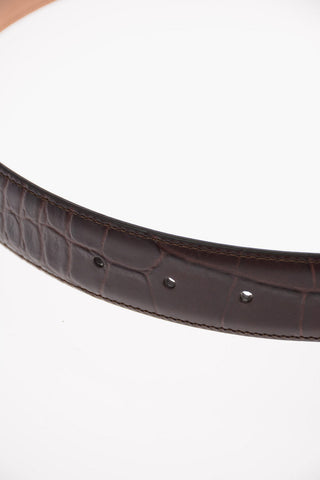 CC COLLECTION Croco Printed Leather Belt 35mm