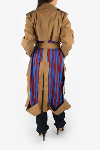 MM1 Striped Details Double Breasted Coat with Belt