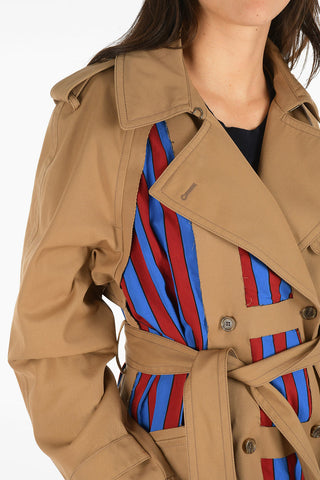 MM1 Striped Details Double Breasted Coat with Belt
