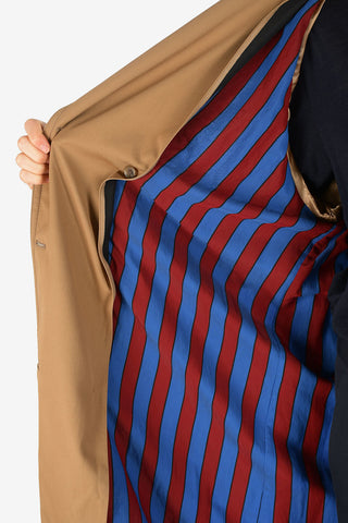 MM1 Striped Details Double Breasted Coat with Belt