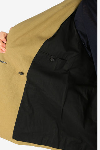 MM1 Flax and Cotton Double Breasted Coat with Details Leather and Belt