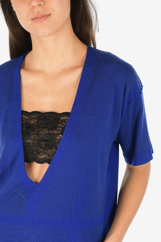 MM1 Plunging Neckline Knit Mini Dress
