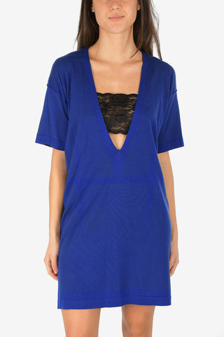 MM1 Plunging Neckline Knit Mini Dress