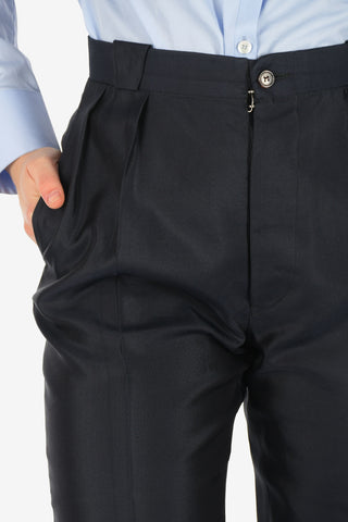MM0 High Waist Silk Single Pleats Capri Pants