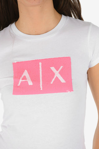 ARMANI EXCHANGE T-shirt con Logo in Paillettes