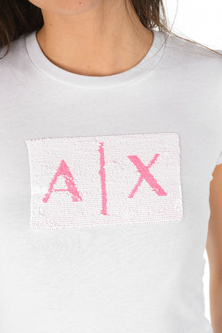 ARMANI EXCHANGE T-shirt con Logo in Paillettes