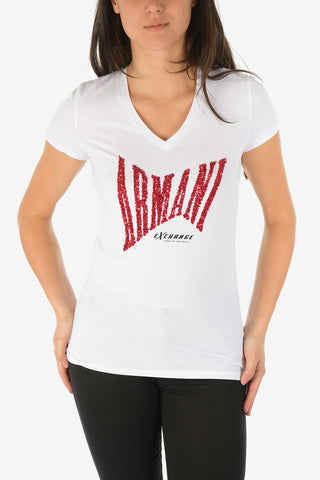 ARMANI EXCHANGE V-Neck Sequin Embroidery T-shirt