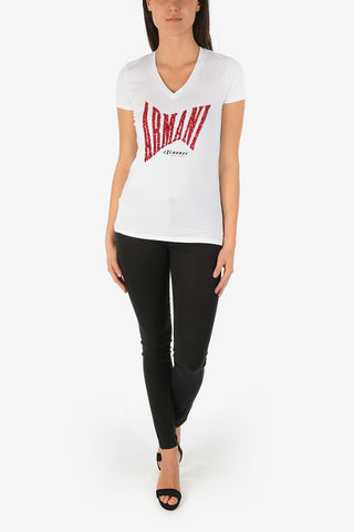 ARMANI EXCHANGE V-Neck Sequin Embroidery T-shirt
