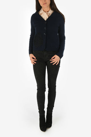 ARMANI JEANS 3 Wool Botton Blazer with Embroidery