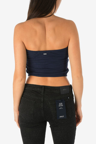 ARMANI EXCHANGE Striped Two-Tone Crop Top