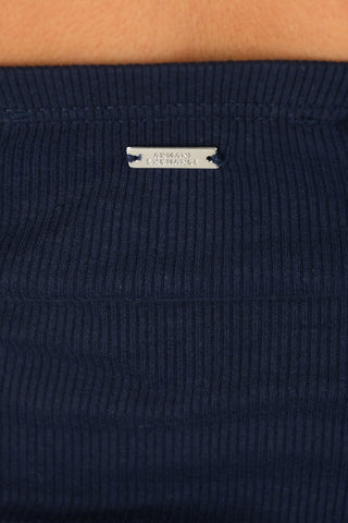 ARMANI EXCHANGE Striped Two-Tone Crop Top
