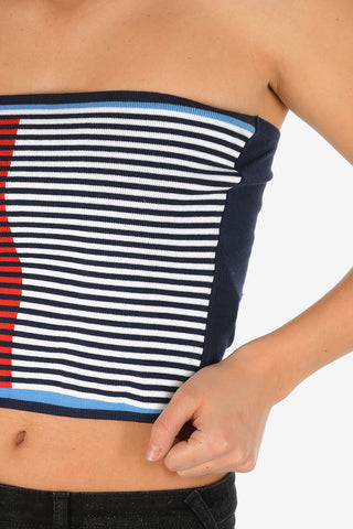 ARMANI EXCHANGE Striped Two-Tone Crop Top
