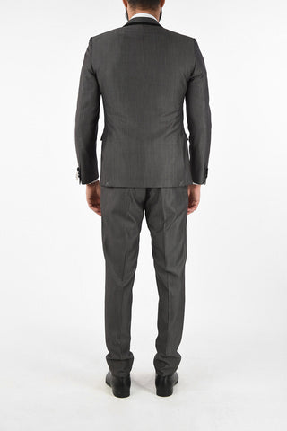 CC COLLECTION abito tre pezzi con gilet CERIMONIA RESET drop 8R gessato in lana vergine