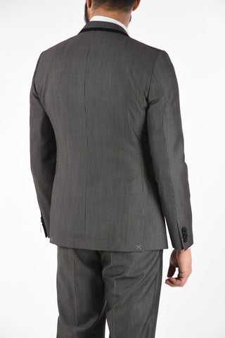 CC COLLECTION abito tre pezzi con gilet CERIMONIA RESET drop 8R gessato in lana vergine