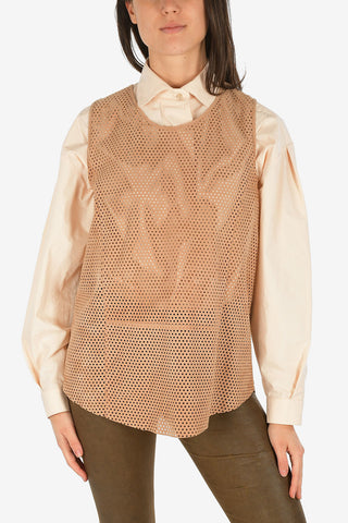 Suede Leather Open Work Top