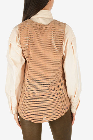 Suede Leather Open Work Top