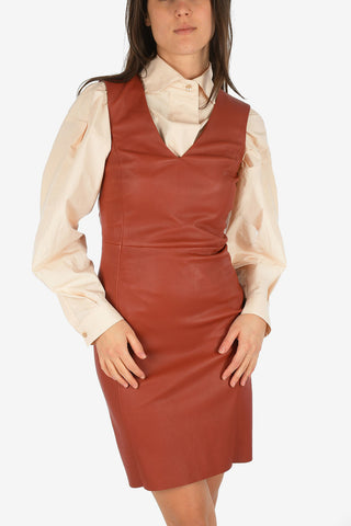 V-Neck Leather Bodycon Dress