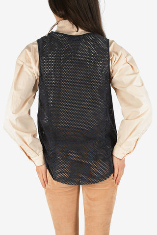 Suede Leather Open Work Top