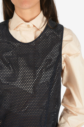 Suede Leather Open Work Top