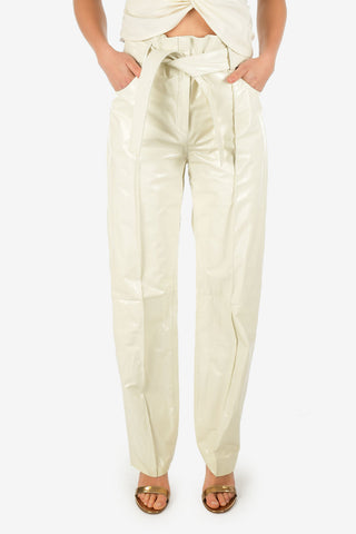 High Waist Leather Wide Leg Pants with Belt