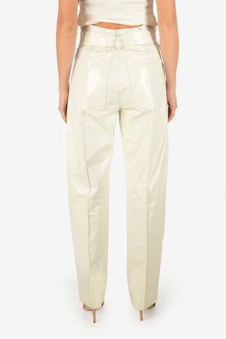 High Waist Leather Wide Leg Pants with Belt