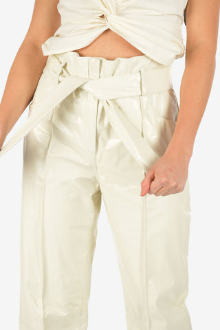 High Waist Leather Wide Leg Pants with Belt
