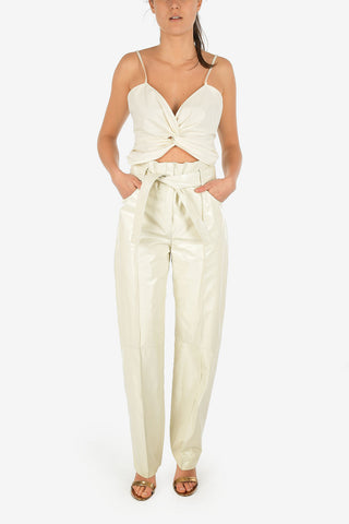 High Waist Leather Wide Leg Pants with Belt