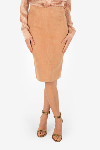 Suede Leather Pencil Skirt