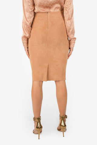 Suede Leather Pencil Skirt