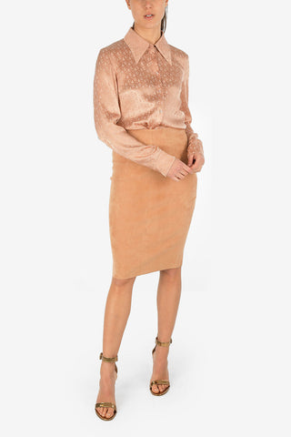 Suede Leather Pencil Skirt