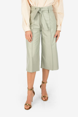 High-Waist Leather Gaucho Pants With Belt