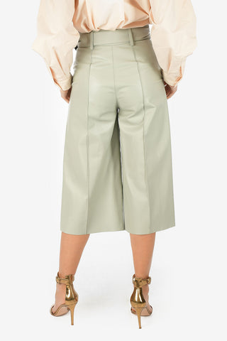 High-Waist Leather Gaucho Pants With Belt