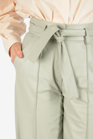 High-Waist Leather Gaucho Pants With Belt