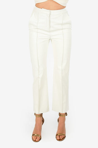 High Waist Leather Boot Cut Capri Pants