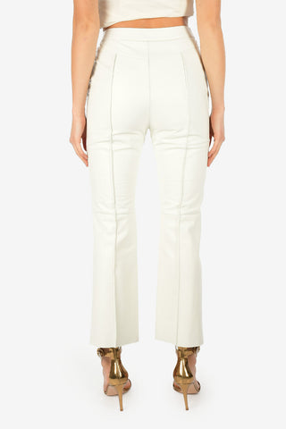 High Waist Leather Boot Cut Capri Pants