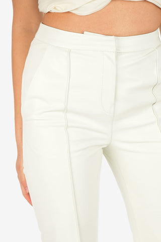 High Waist Leather Boot Cut Capri Pants