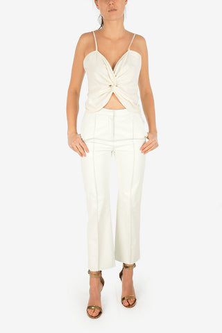 High Waist Leather Boot Cut Capri Pants