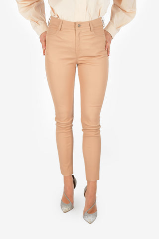 Slim Fit Leather 5 Pockets Pants