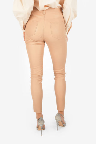 Slim Fit Leather 5 Pockets Pants
