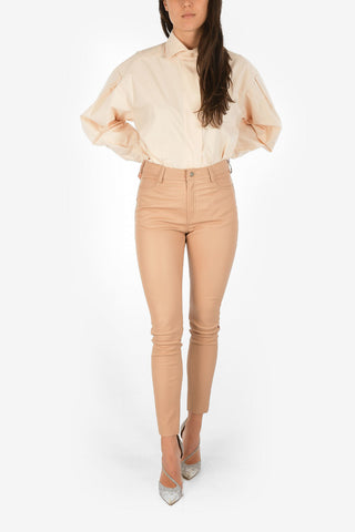 Slim Fit Leather 5 Pockets Pants