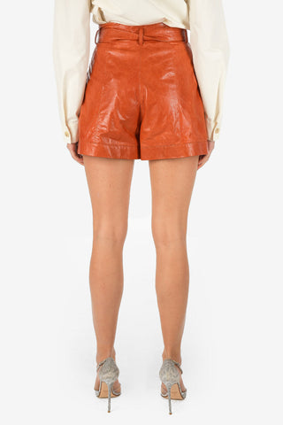 High Waist Leather Shorts With Belt
