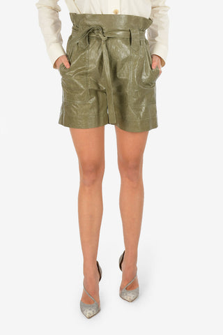High-Waist Leather Shorts With Belt