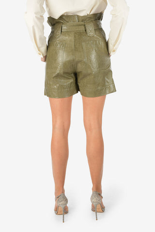 High-Waist Leather Shorts With Belt