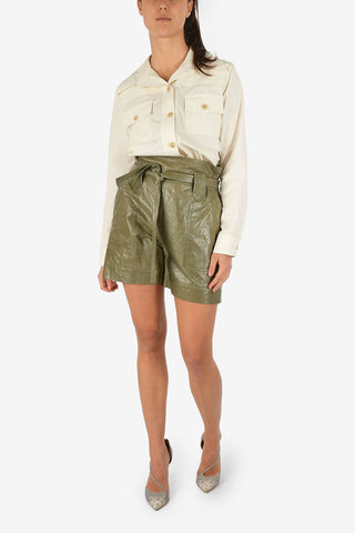 High-Waist Leather Shorts With Belt