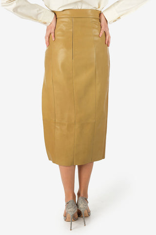 High-Waist Leather Maxi Skirt with Belt