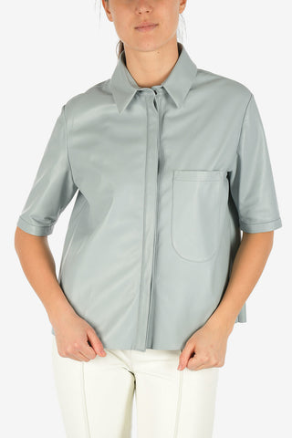 Leather Short Sleeve Shirt with Breast pocket