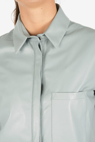 Leather Short Sleeve Shirt with Breast pocket
