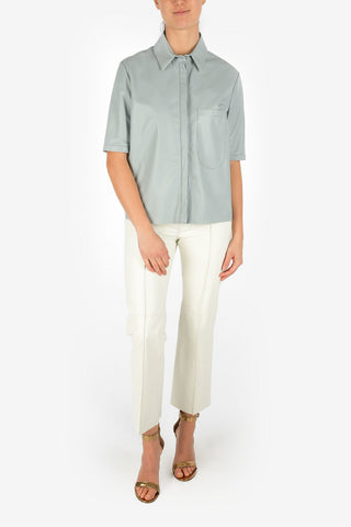 Leather Short Sleeve Shirt with Breast pocket