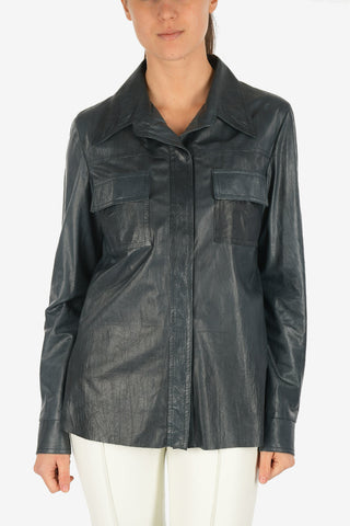 Snap Button Leather Shirt